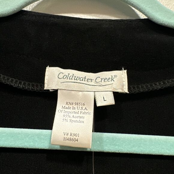 NWT Coldwater Creek Cardigan Travel Knit Embellished Open Front Women sz L Black - Picture 5 of 9